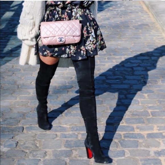 Christian Louboutin Black Over the Knee Boots - Picture 1 of 8